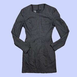 Versace Jeans Couture Vintage Pinstripe Wool Blend Long Sleeve Bodycon Dress